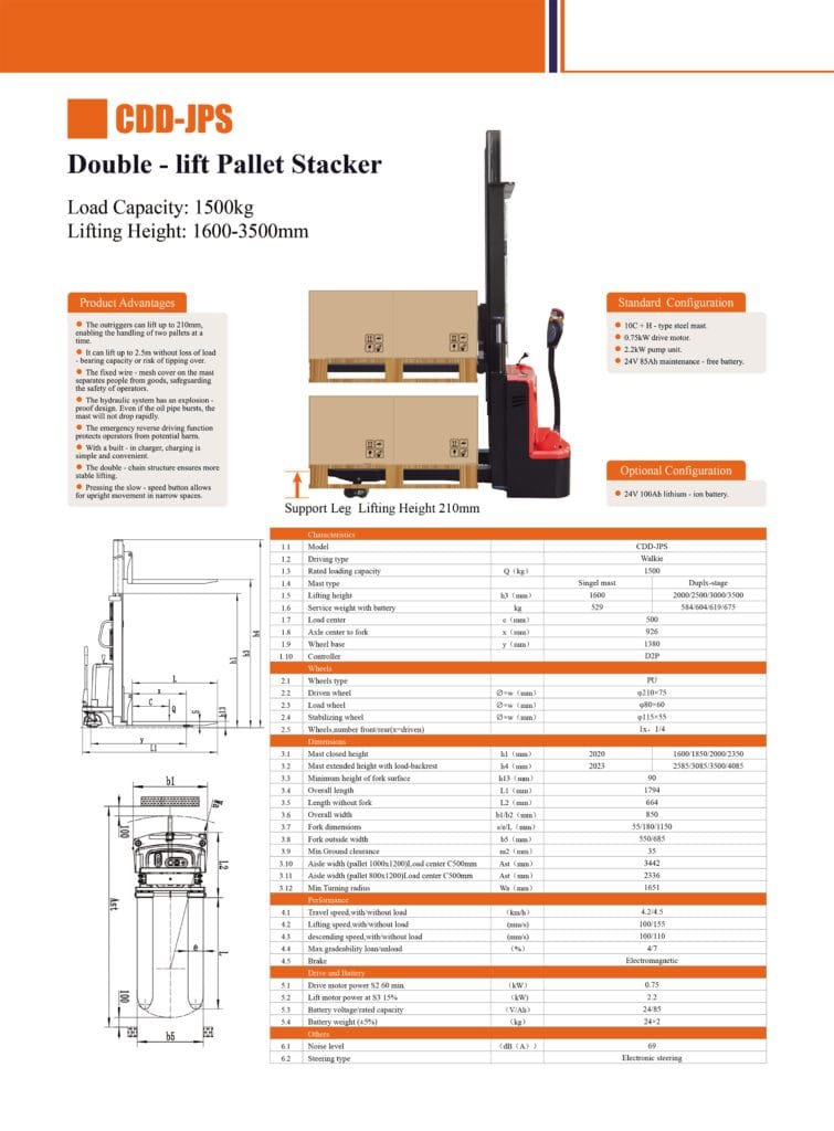 cdd-jps-double-pallet-stacker-specifications