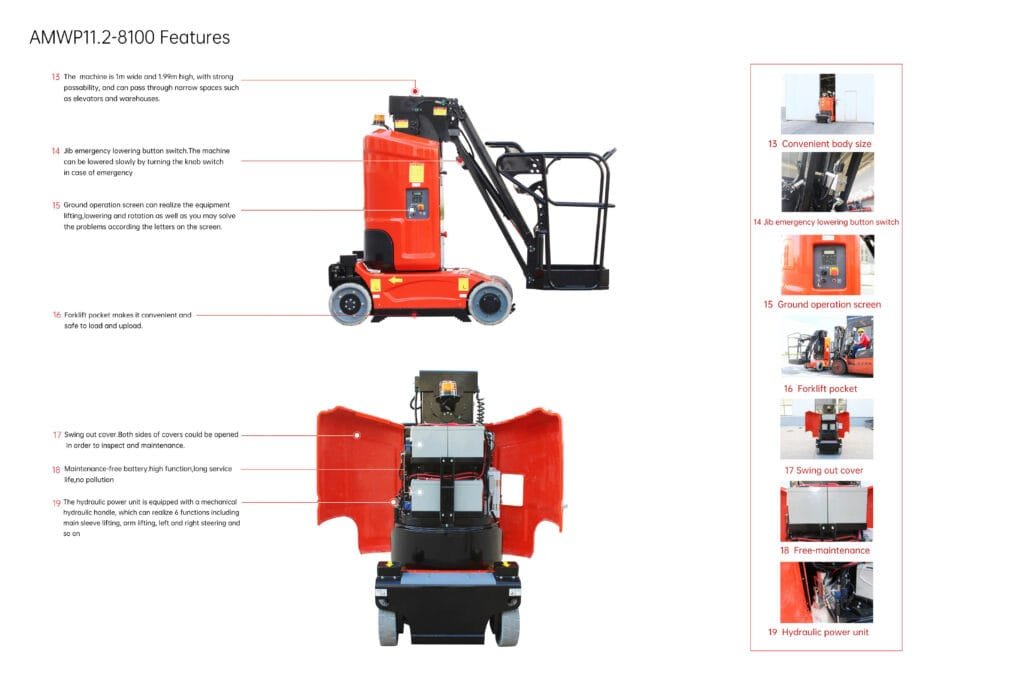 self propelled vertical mast lift 8m vertical lift